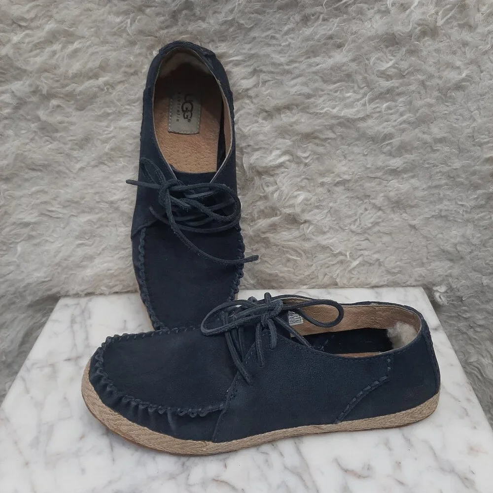 UGG Azin Moc Espadrille Suede Shoes Blue Size US 7 - Picture 1 of 7